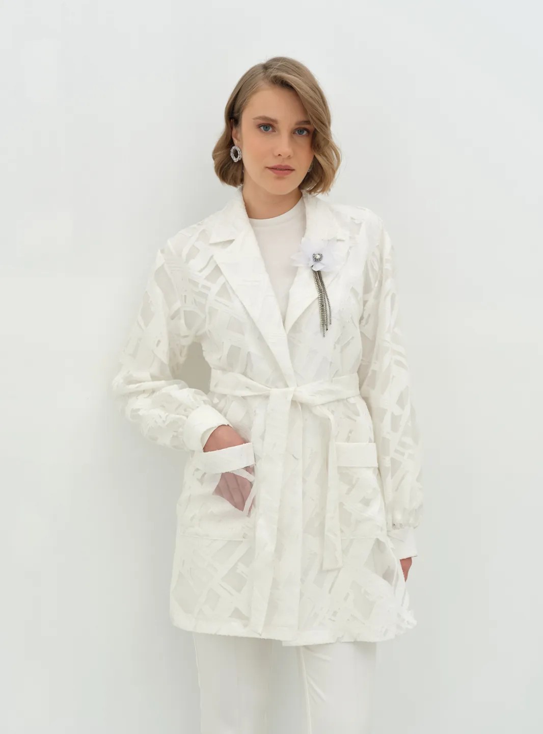 MEN'S JACQUARD JACKET WITH BURNED COLLAR
